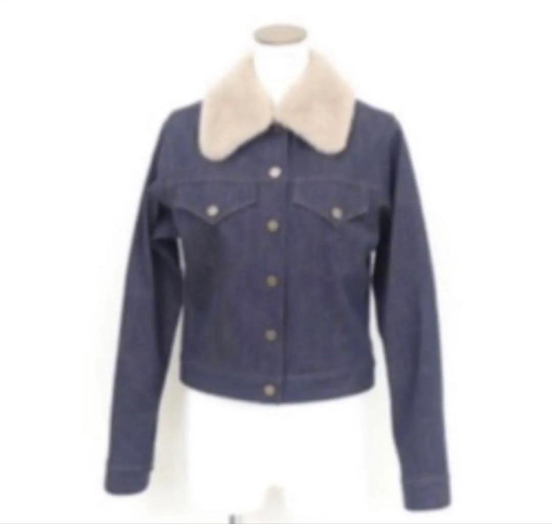 新品タグ付増産品23万 FOXEY ミンク ファー デニムジャケット ブローチ付