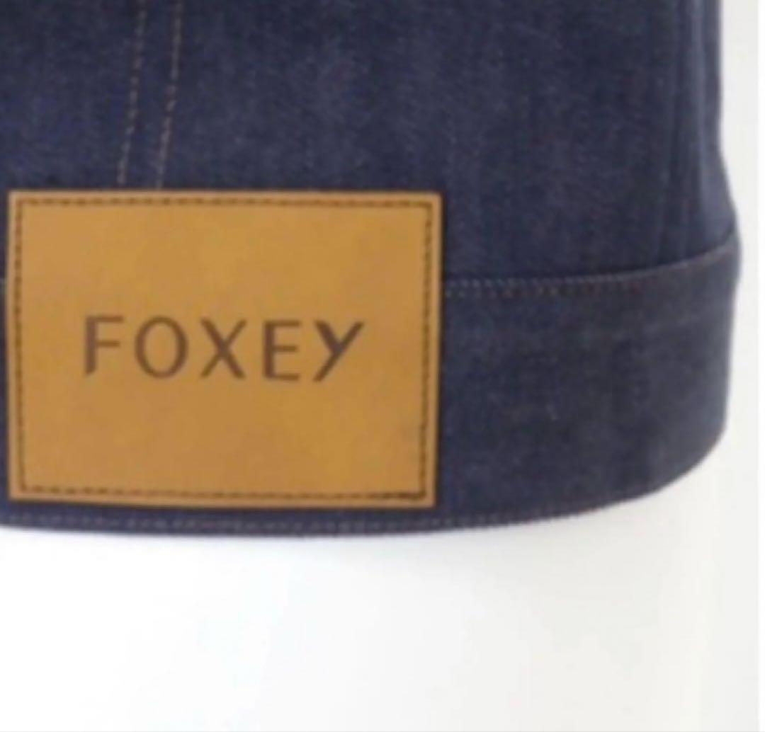 新品タグ付増産品23万 FOXEY ミンク ファー デニムジャケット ブローチ付