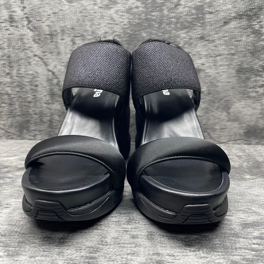極美品✨＋Diana【24】ブラック ウェッジサンダル オープントゥ 厚底