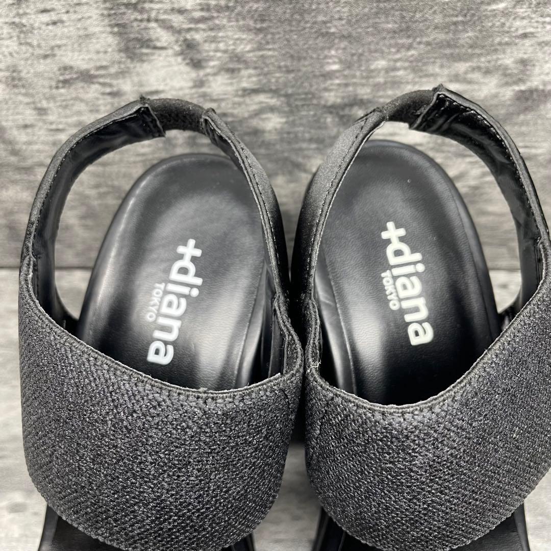 極美品✨＋Diana【24】ブラック ウェッジサンダル オープントゥ 厚底