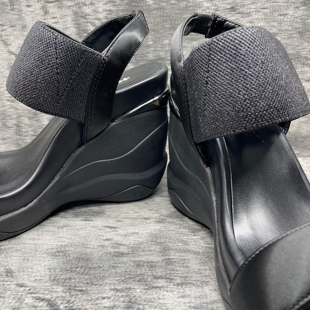 極美品✨＋Diana【24】ブラック ウェッジサンダル オープントゥ 厚底