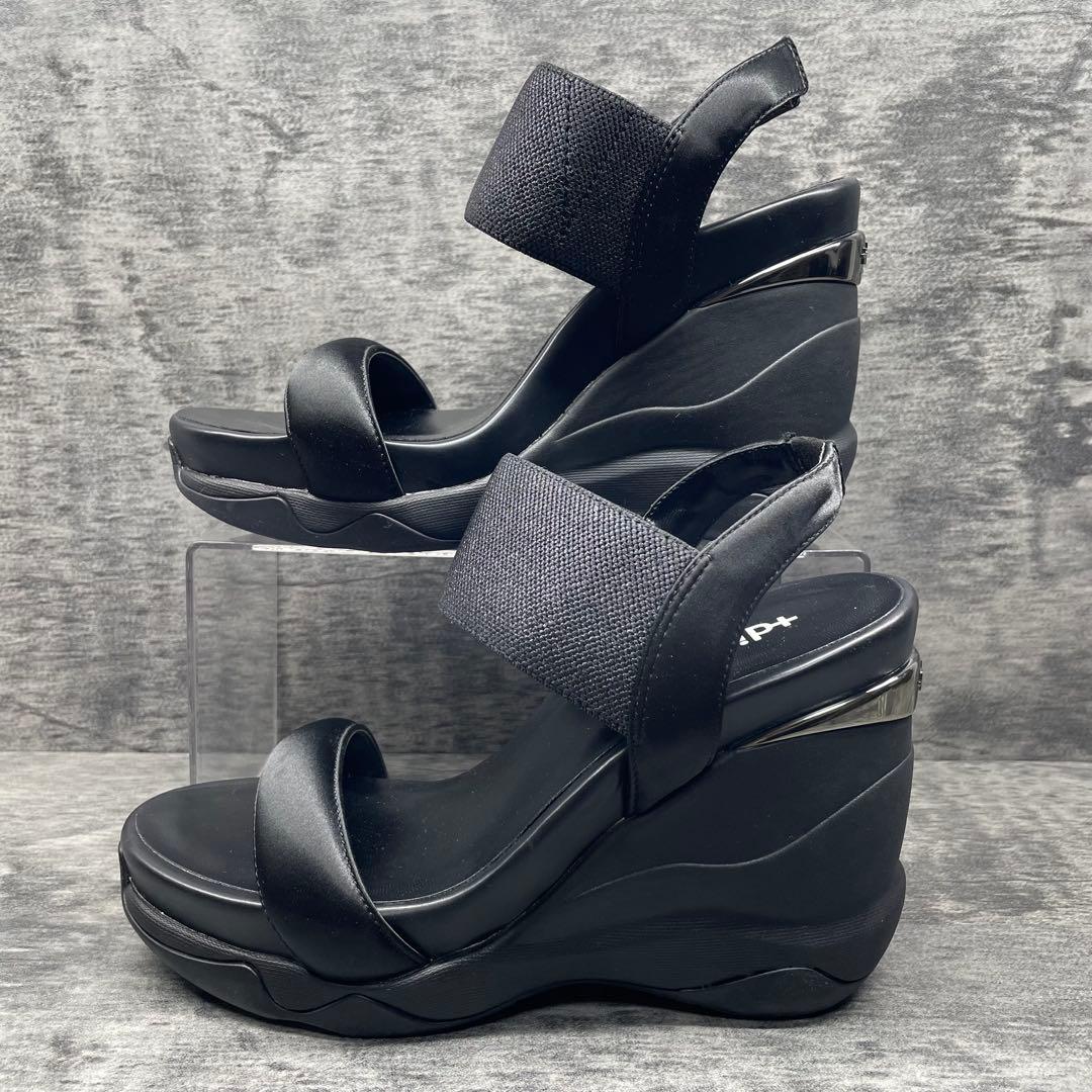極美品✨＋Diana【24】ブラック ウェッジサンダル オープントゥ 厚底