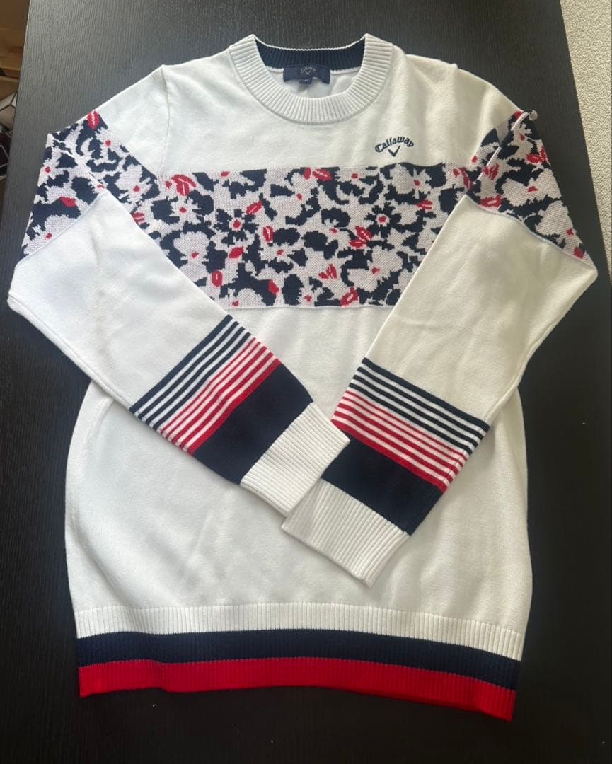 s1306 キャロウェイ　ジャガードニット　花柄　Mサイズゴルフウェア