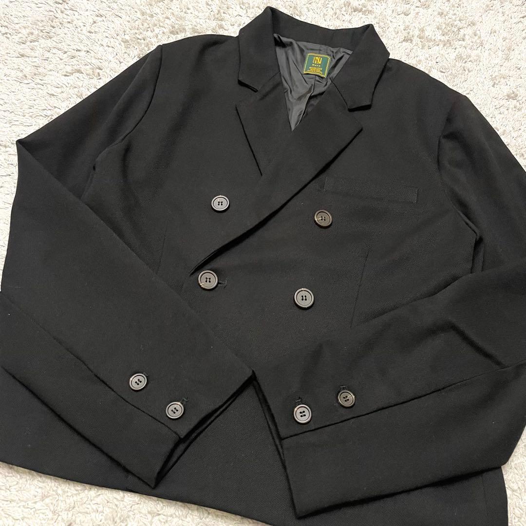 美品★noen ミリタリーツイルダブルジャケット ブラック M ノエン 黒