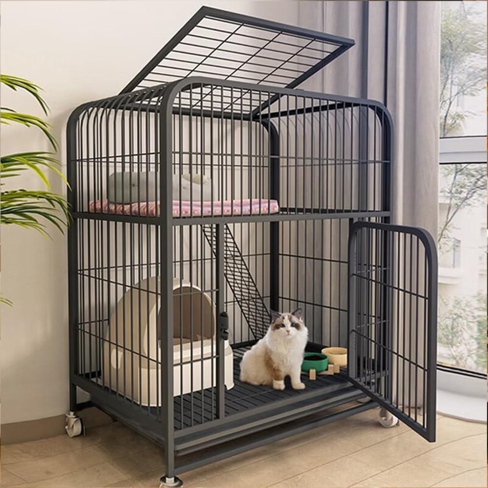 猫ケージ 猫用ケージ 　ブラック　猫ハウス 室内用猫のゲージ 大型猫用 多頭飼い