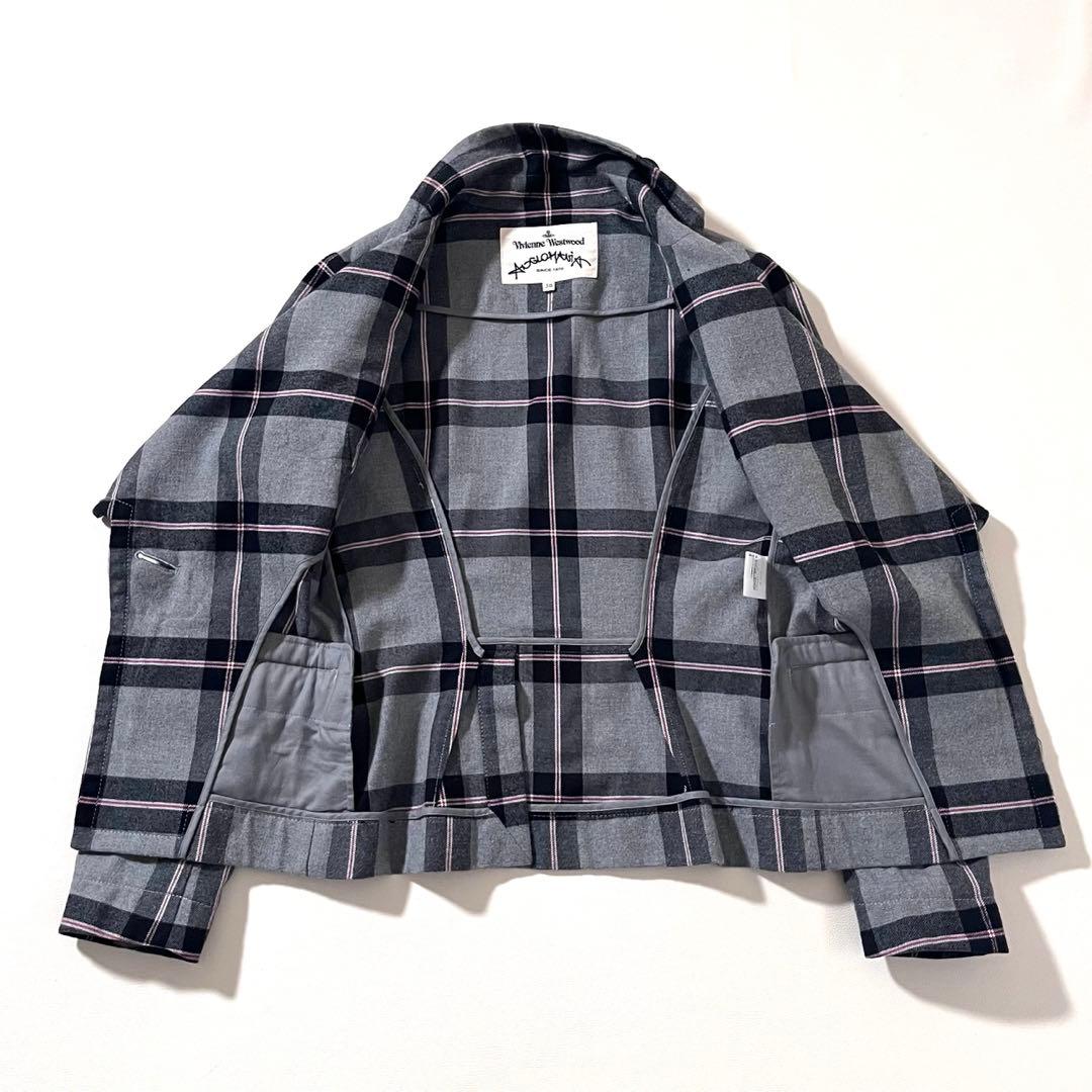 【美品】ヴィヴィアンウエストウッド　変形テーラード ジャケット　チェック柄　ロゴ