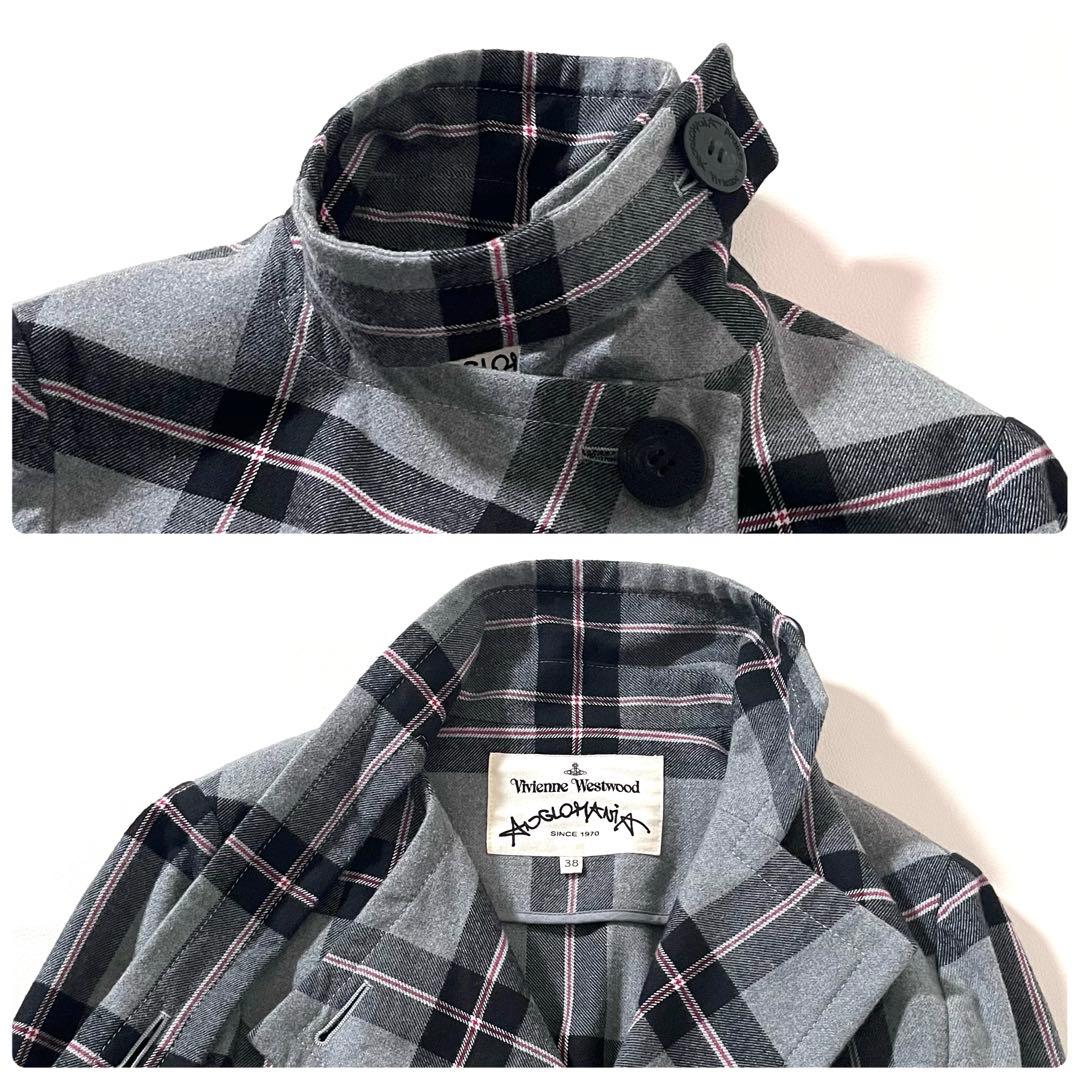 【美品】ヴィヴィアンウエストウッド　変形テーラード ジャケット　チェック柄　ロゴ