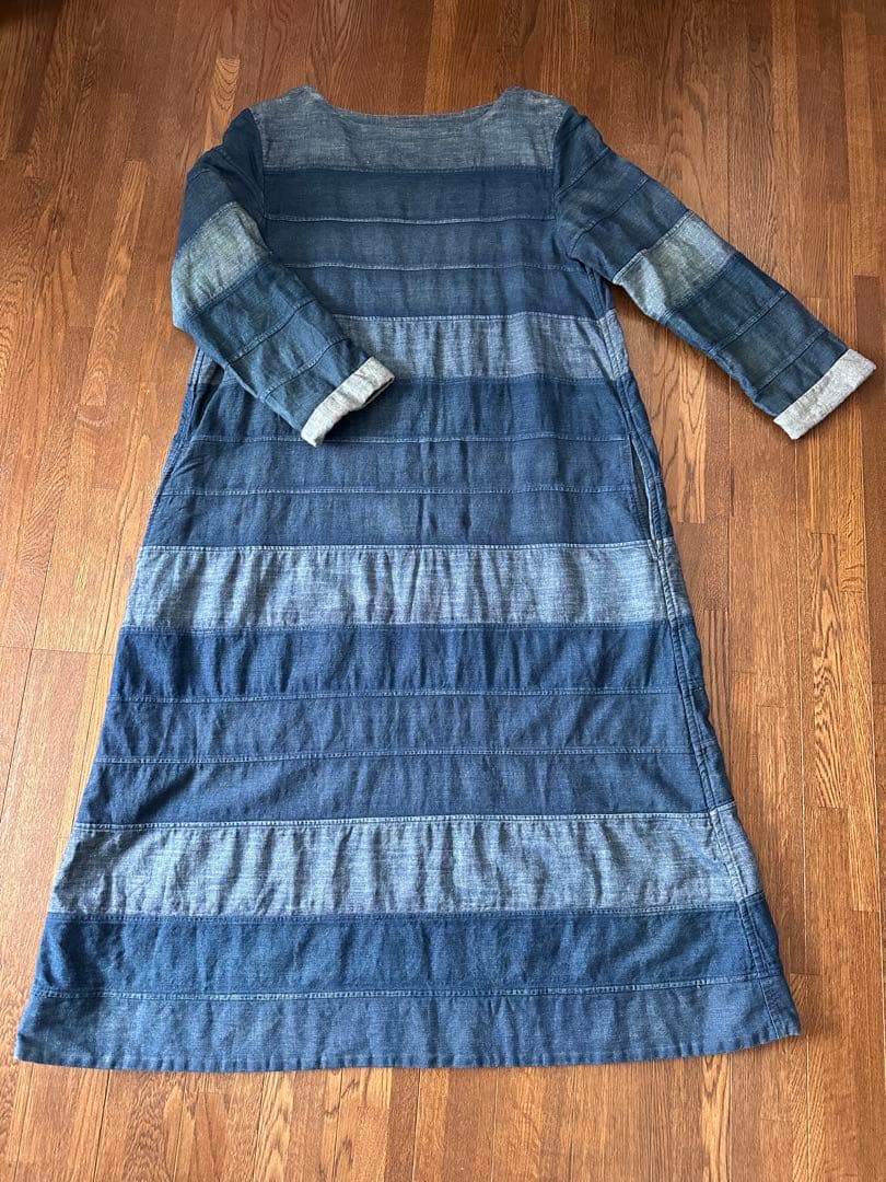 45R インディゴ パッチワーク グラデーション ワンピース