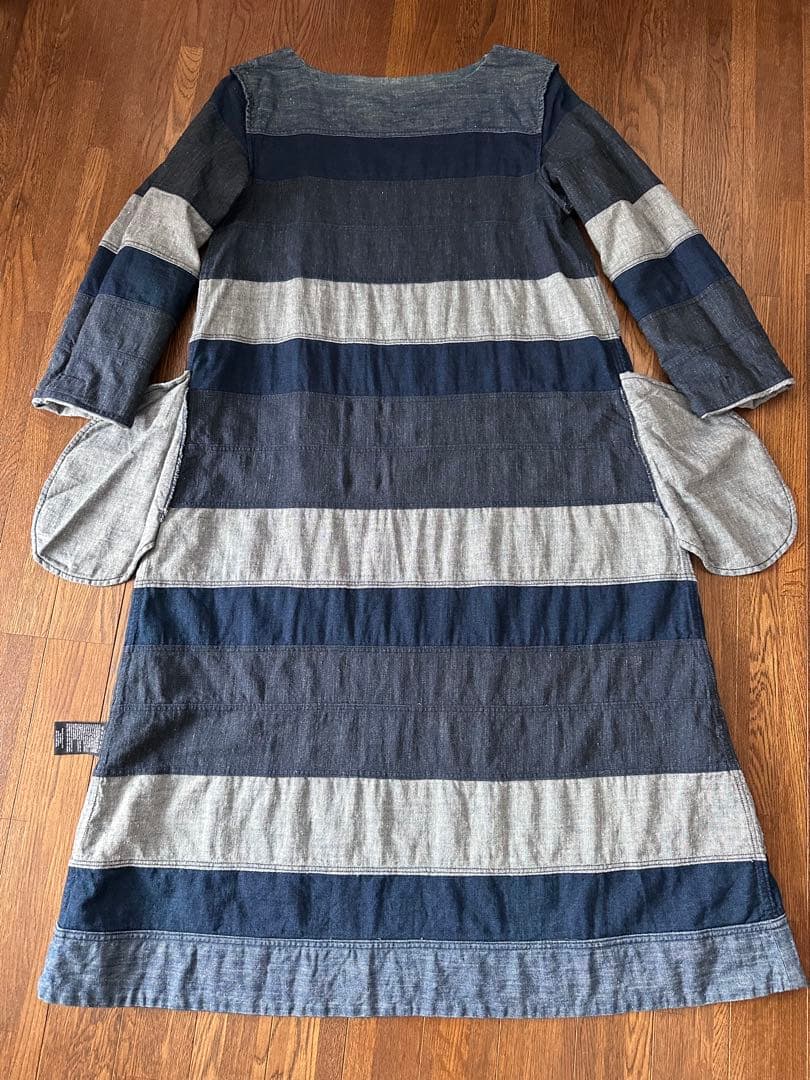 45R インディゴ パッチワーク グラデーション ワンピース