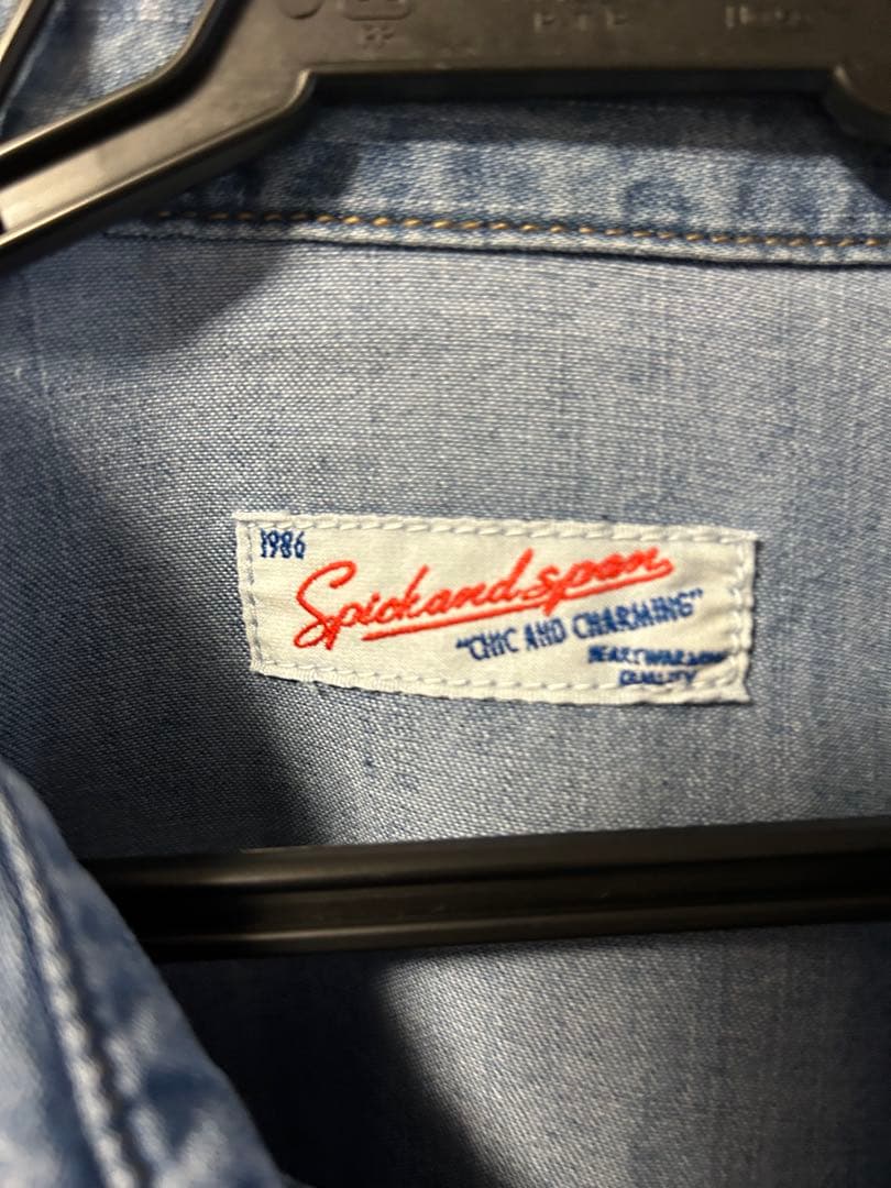 スピックアンドスパン　ライトオンスデニムシャツ　サックスブルー