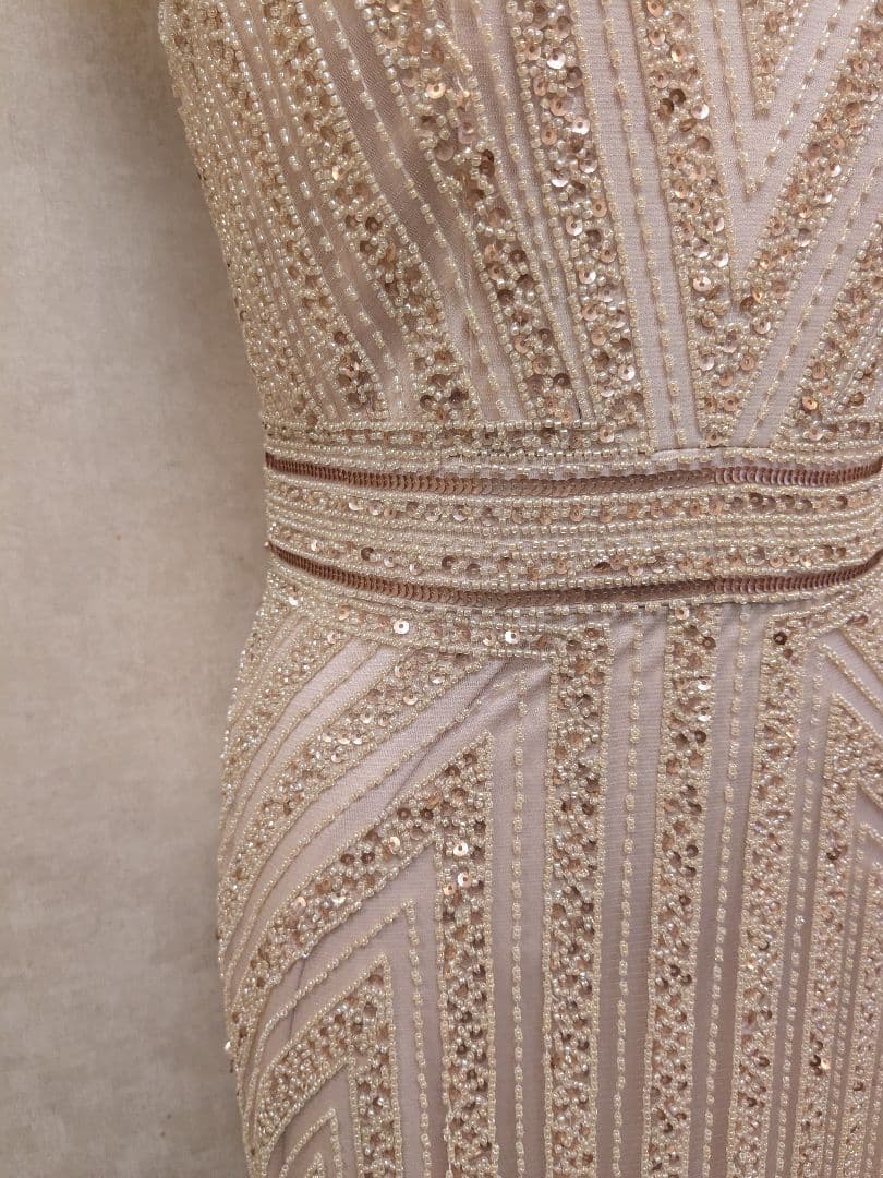 ロングドレス 演奏会発表会　ステージ　パーティー　イブニングドレス 　総ビーズ