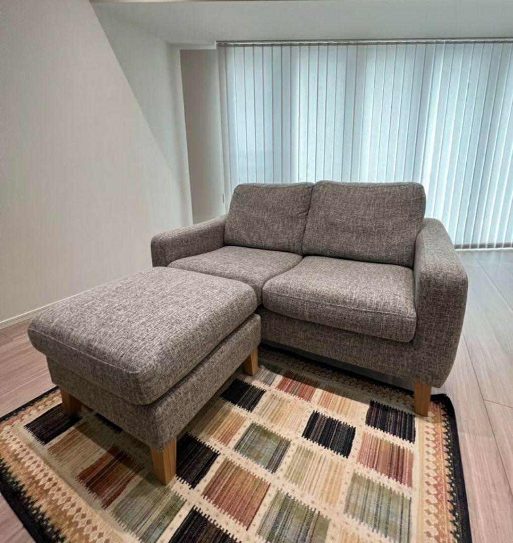 大塚家具 ソファ　 グレー ファブリック 2人掛け
