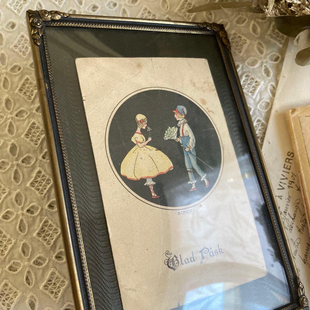 アンティークフレームG★1931年超希少なBIRGITアンティークミニカード入り