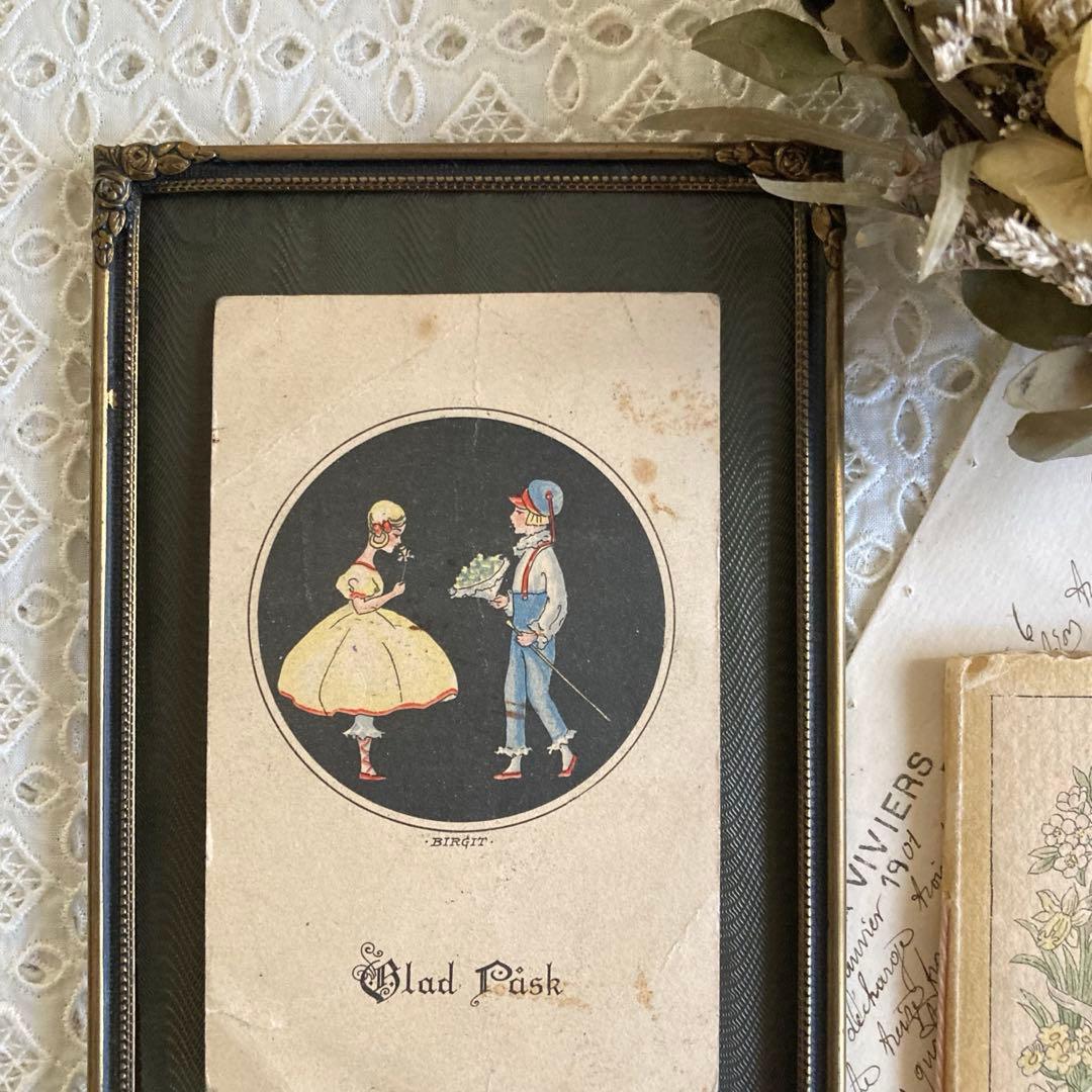 アンティークフレームG★1931年超希少なBIRGITアンティークミニカード入り