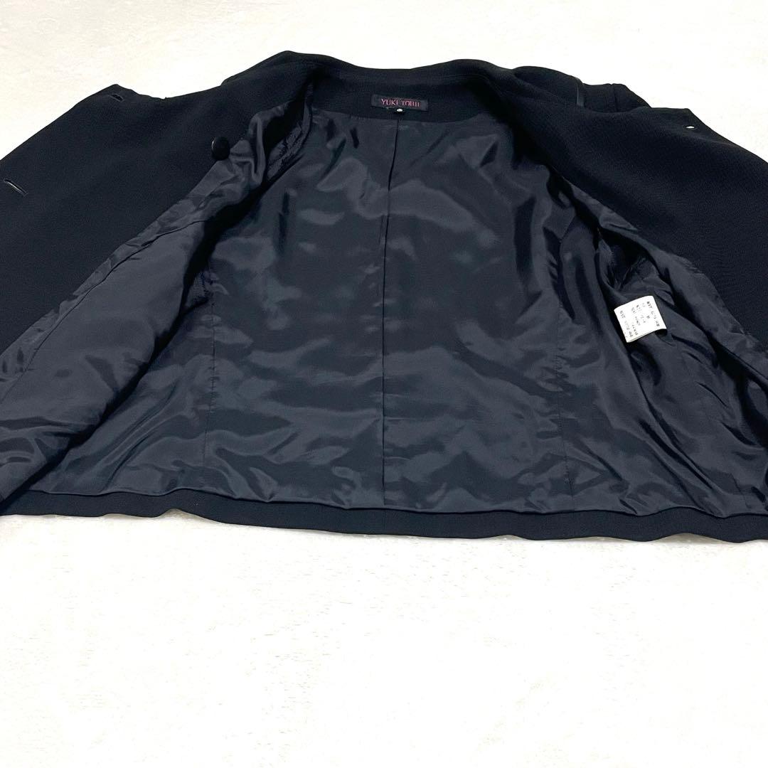 極美品✨ユキトリイ　 シルク混 ブラックフォーマル　ノーカラー　19号