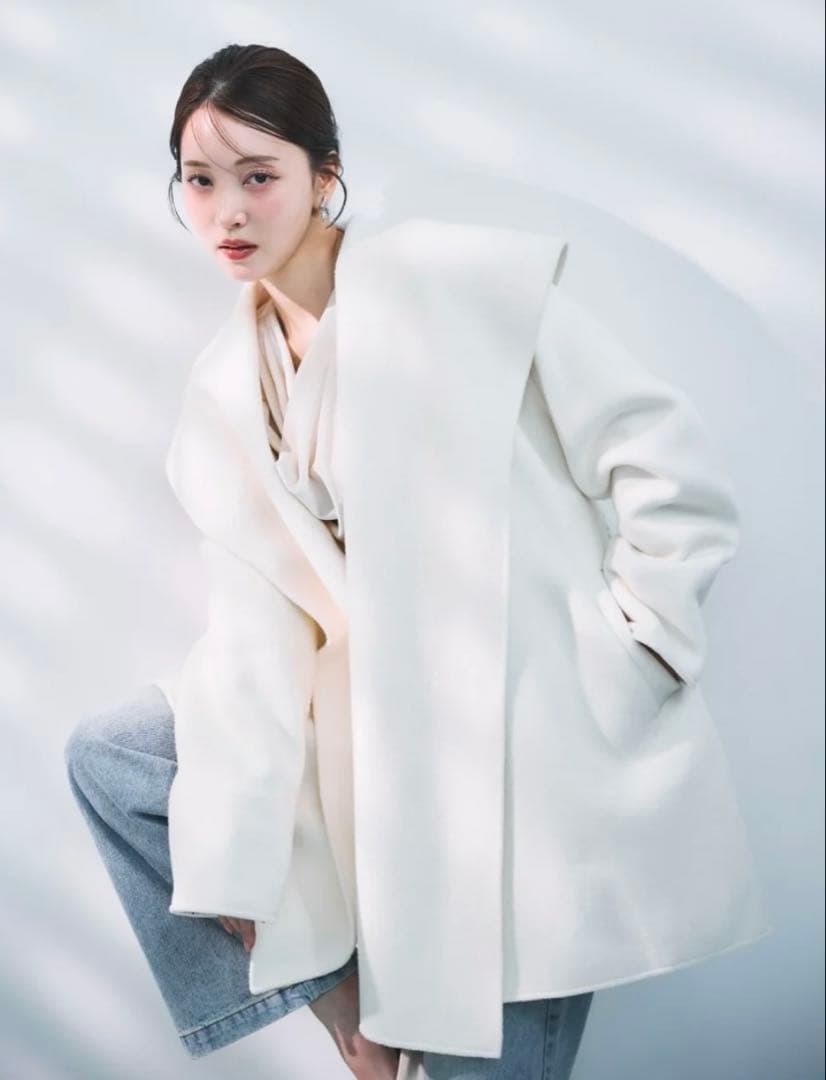 polaura ショールカラーウールミドルコート