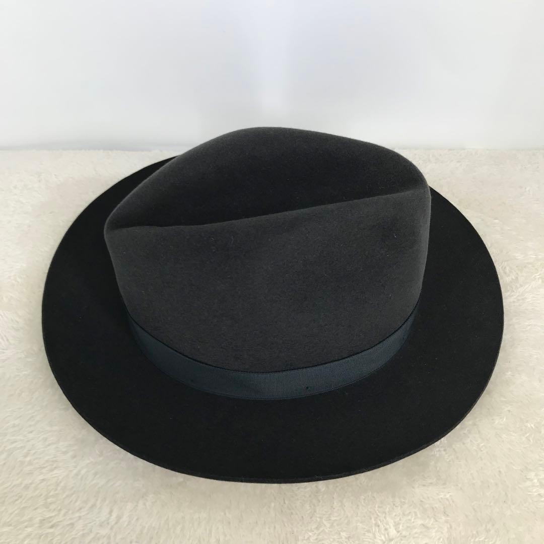 ボルサリーノ　ハット　61　チャコールブラック　ラビットファー　イタリア製