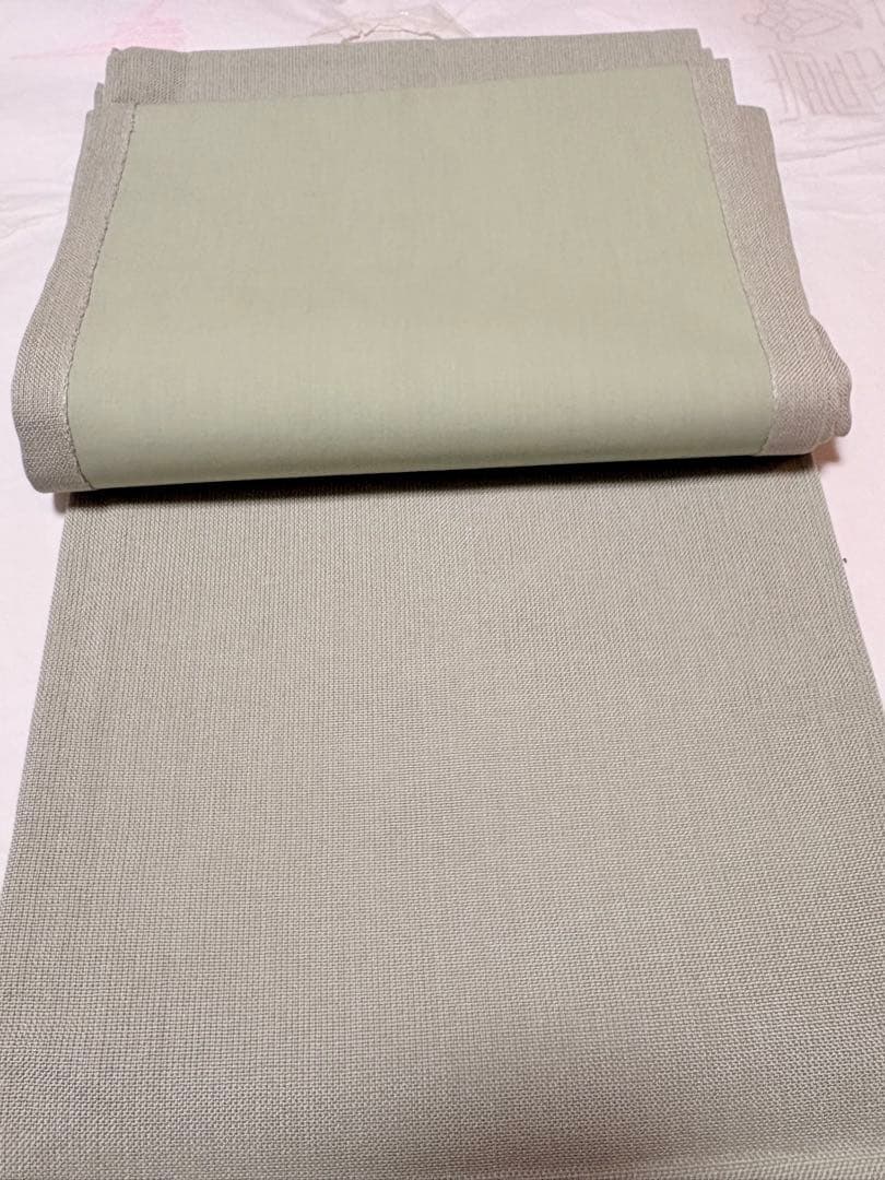 名古屋帯 開き仕立 花柄 薄いグリーン系