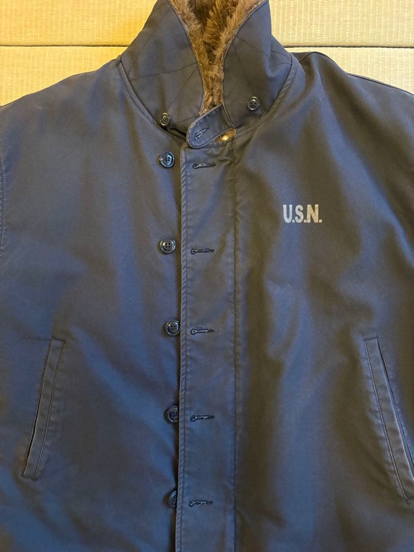 US.NAVY 裏ボア ミリタリーデッキジャケット 38(日本L相当) ネイビー