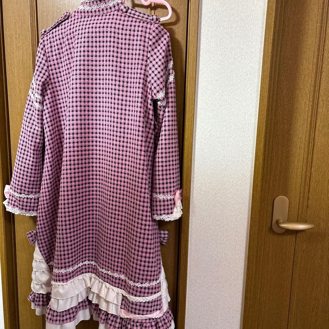 星*奨様 BODYLINEボディラインのチェック柄ワンピコート　ワンピース　姫ロ