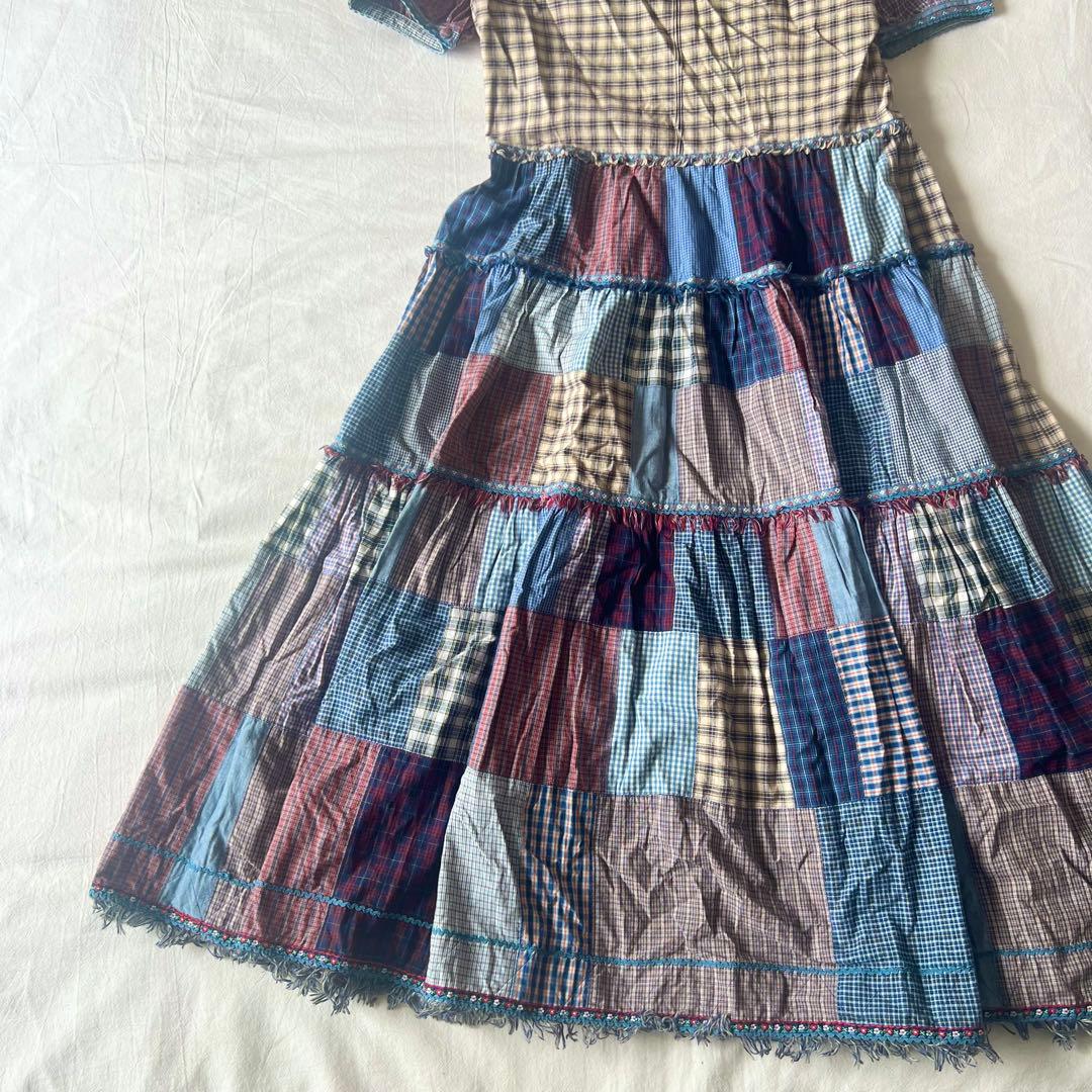 【高級】PINK HOUSE ワンピース フーディ チェック ブルー デザイン◎