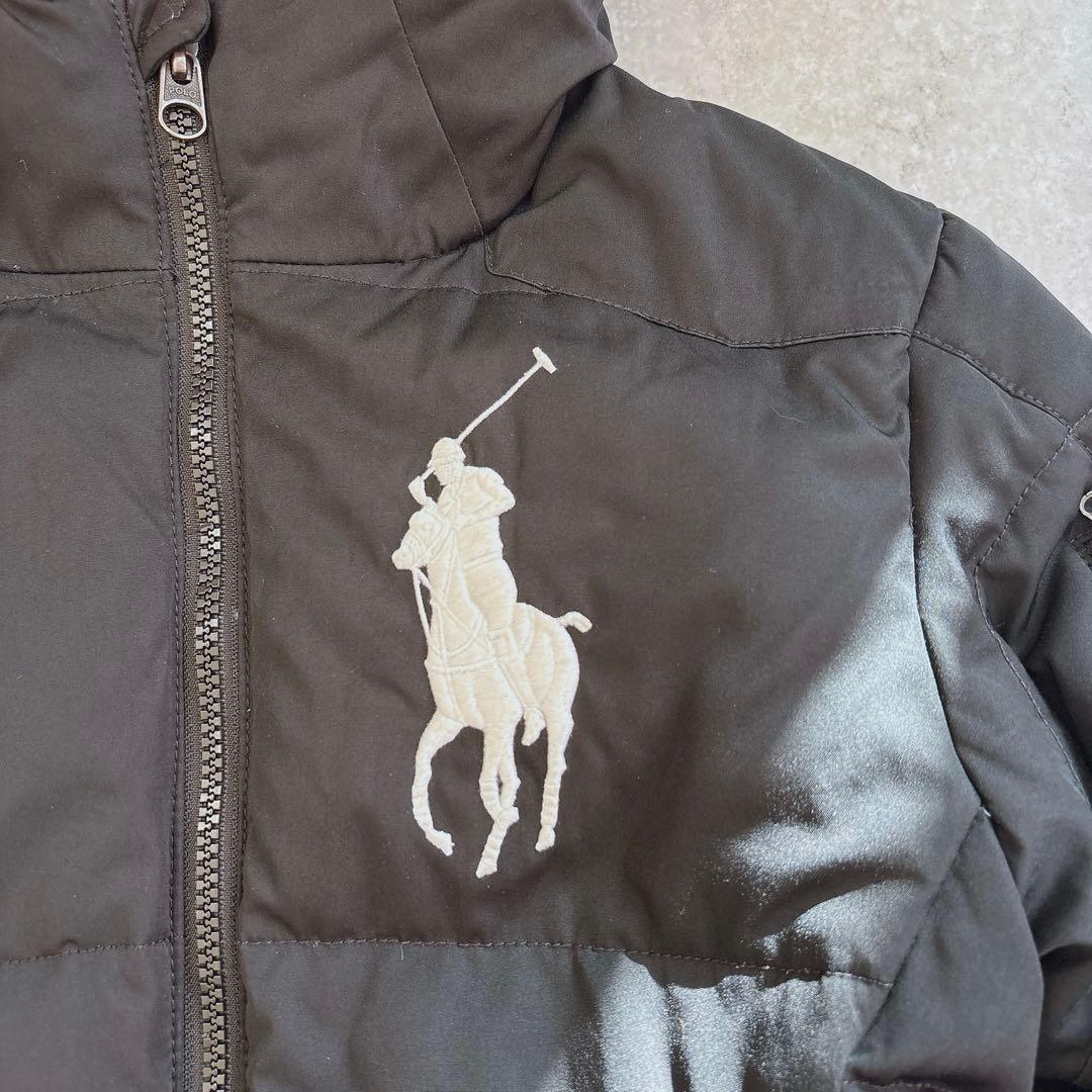 ポロラルフローレン ダウンジャケット ビッグポニー刺繍 黒 キッズM10-12