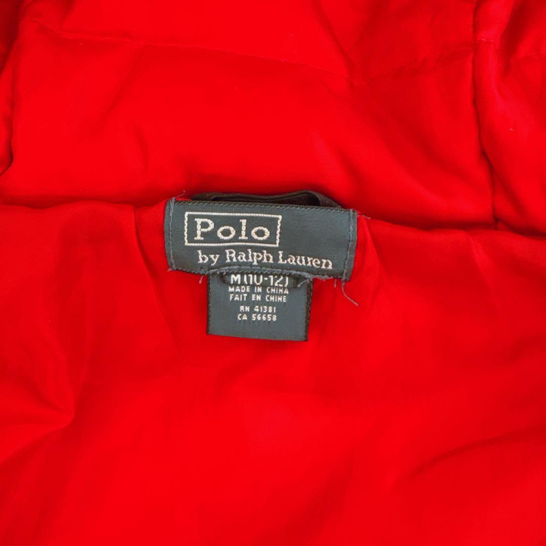 ポロラルフローレン ダウンジャケット ビッグポニー刺繍 黒 キッズM10-12