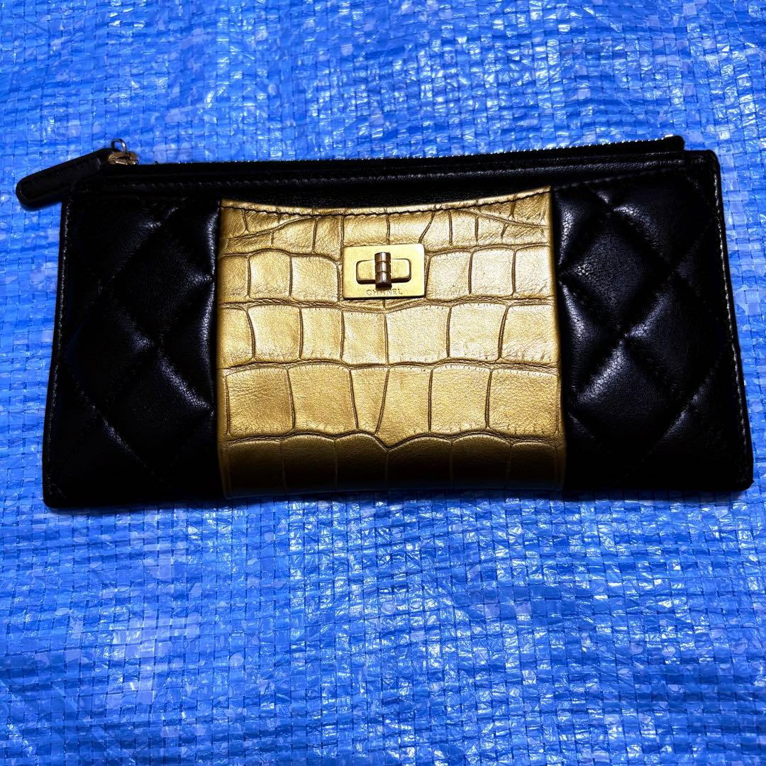 CHANEL⬛︎ウォレット⬛︎長財布⬛︎クロコ型押し⬛︎キルティング⬛︎レザー⬛︎ブラック