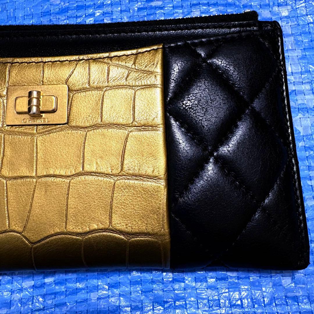 CHANEL⬛︎ウォレット⬛︎長財布⬛︎クロコ型押し⬛︎キルティング⬛︎レザー⬛︎ブラック