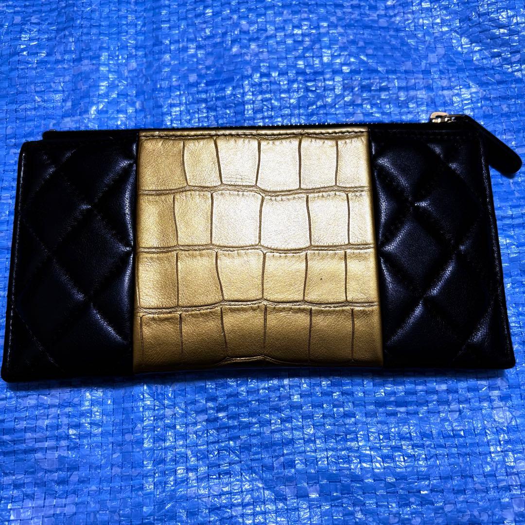CHANEL⬛︎ウォレット⬛︎長財布⬛︎クロコ型押し⬛︎キルティング⬛︎レザー⬛︎ブラック