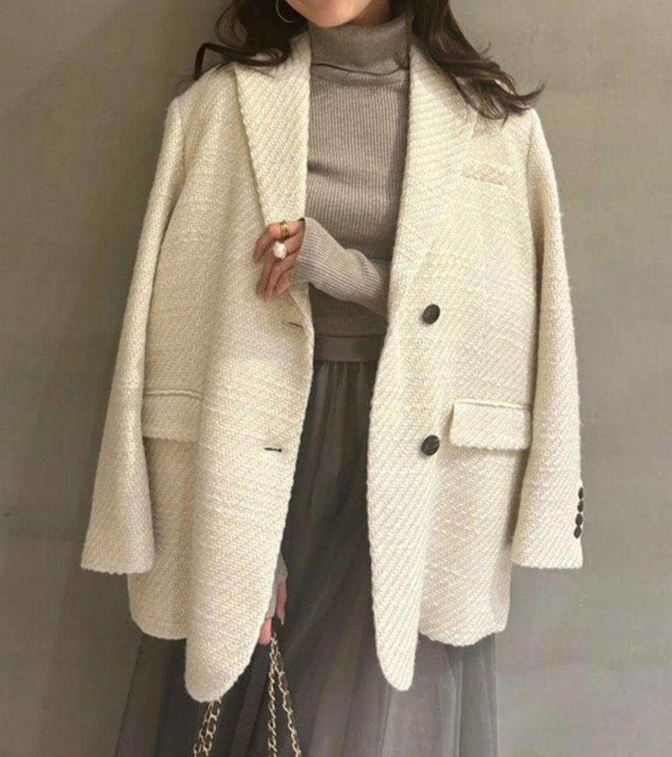 【美品】anuansアニュアンス 2024AW ツイードウールジャケットコート