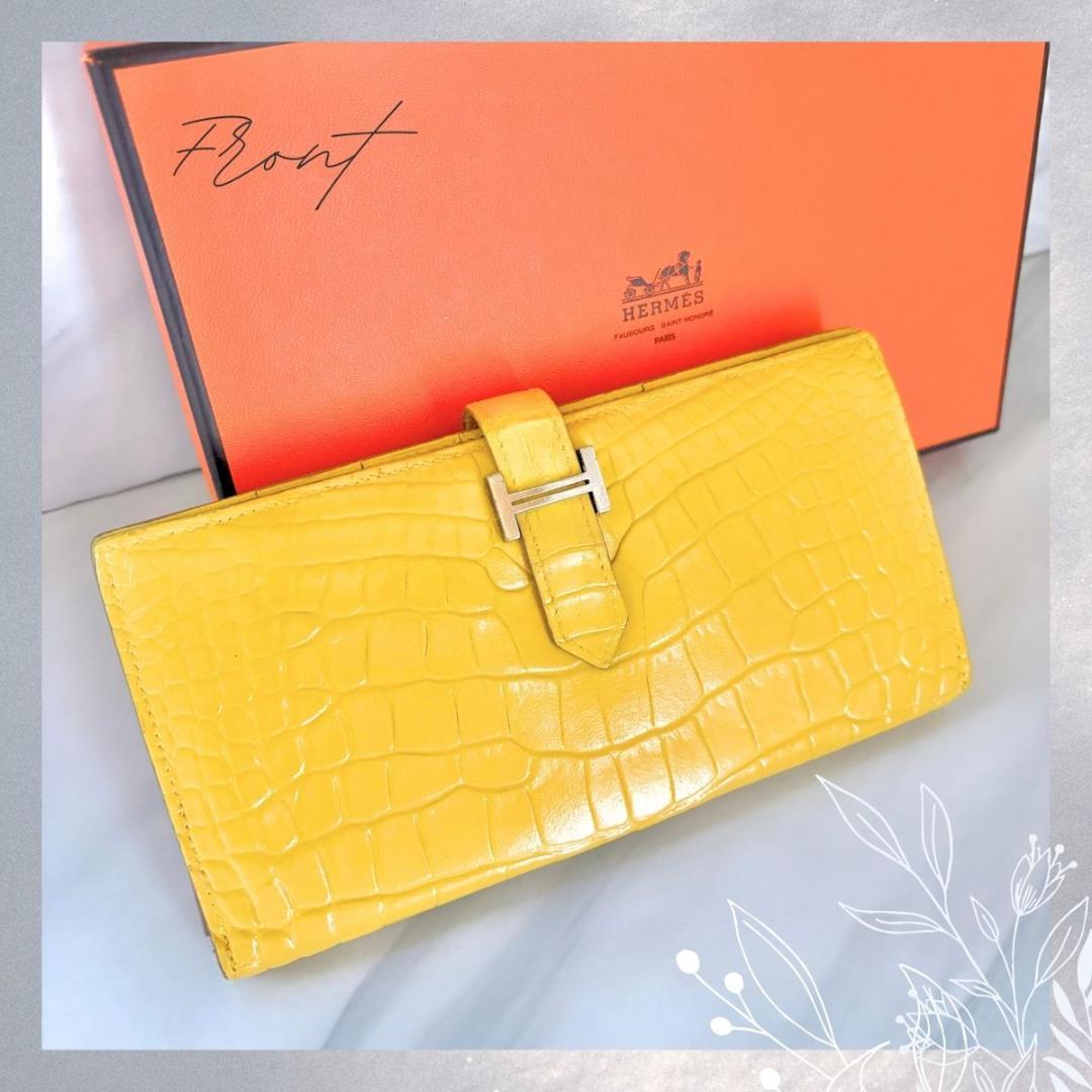 Hashimoto様♡美品♡エルメス べアンスフレ長財布 イエロー アリゲーター