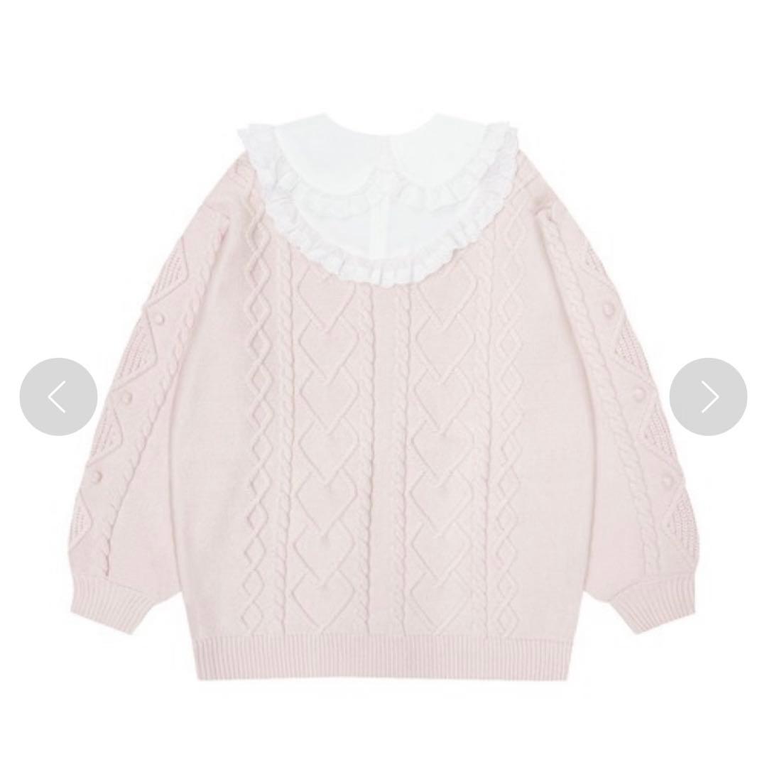 Honey Cinnamon コットンレース配色ニットワンピース ピンク