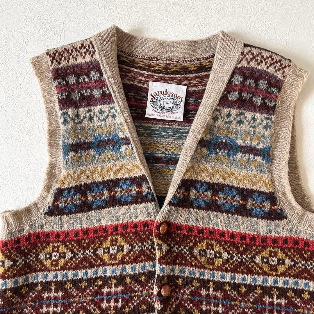 ジャミーソンズ Jamieson’s ニットベスト スコットランド製 総柄