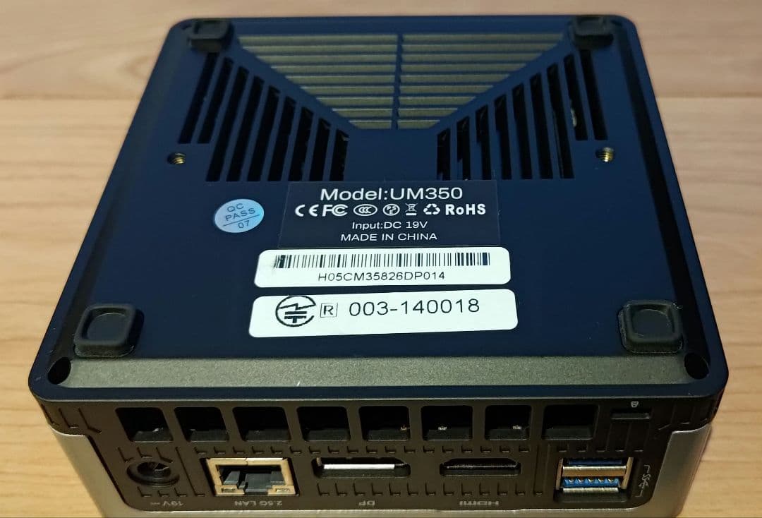 ミニPC Minisforum UM350 16GB RAM 256GB SSD