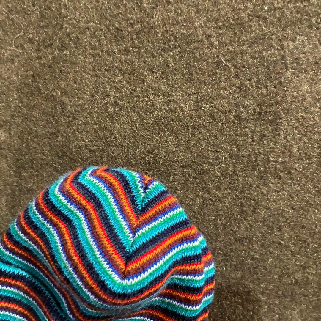 90s Vintage マルチボーダー　ニット帽　ノーロール