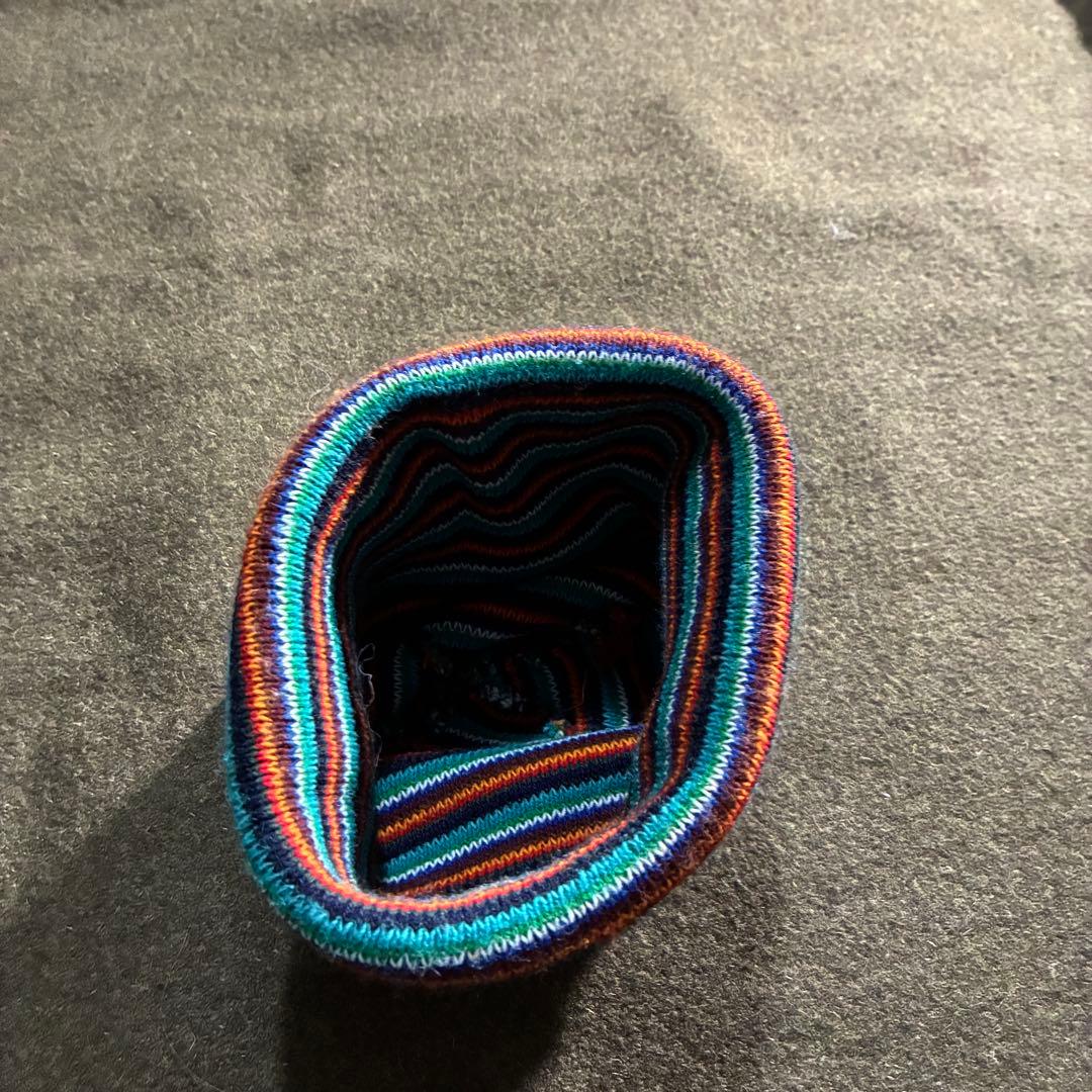 90s Vintage マルチボーダー　ニット帽　ノーロール