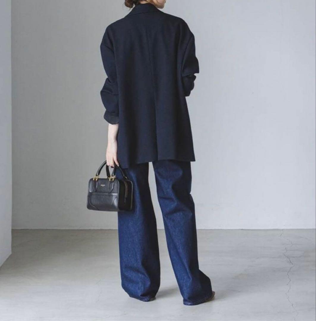 【美品】Noble ネイビー テーラードジャケット オーバーサイズ