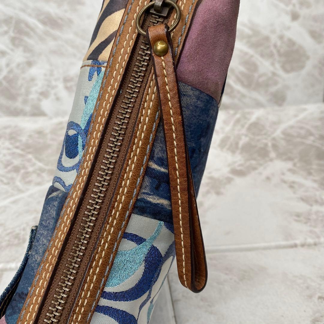 COACH コーチ パッチワーク デニム ショルダーバッグ
