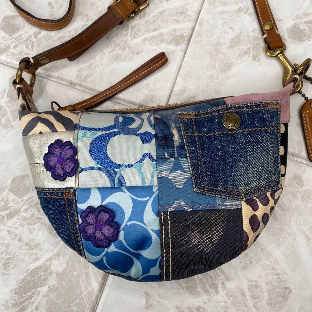 COACH コーチ パッチワーク デニム ショルダーバッグ