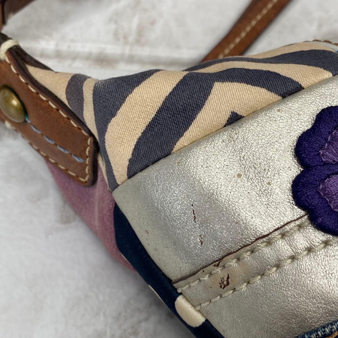 COACH コーチ パッチワーク デニム ショルダーバッグ