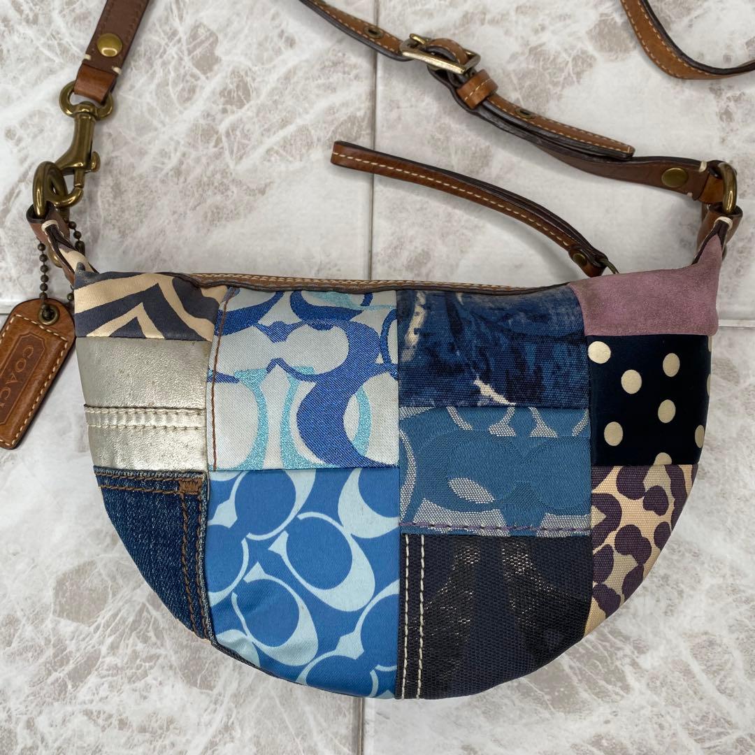COACH コーチ パッチワーク デニム ショルダーバッグ