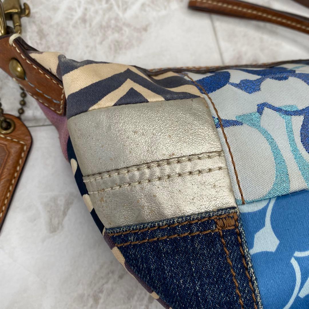 COACH コーチ パッチワーク デニム ショルダーバッグ