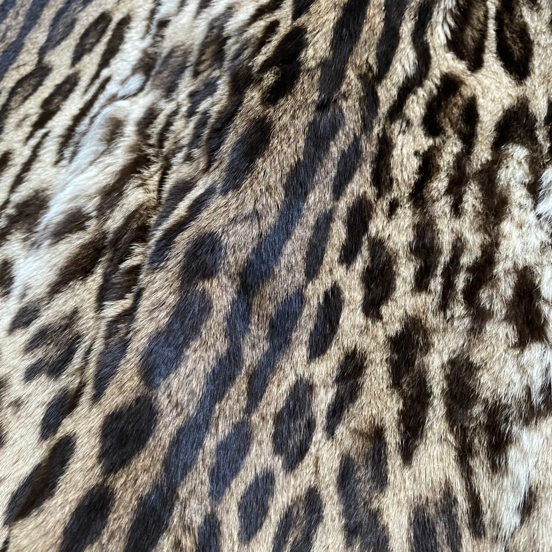 極美品■エンバ　レオパード柄　リアルファー　毛皮　ロングコート　豹柄　M