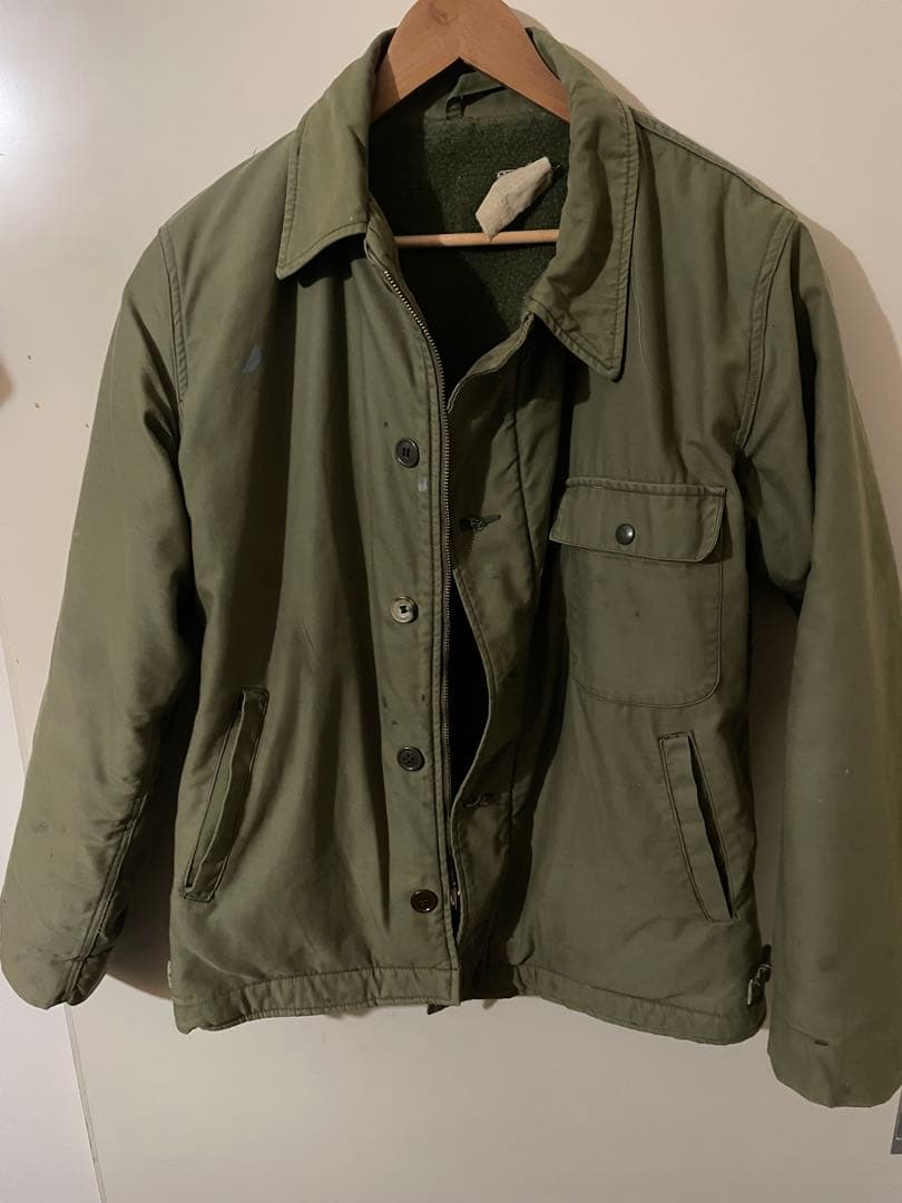 米軍実物 80's U.S. NAVY A-2 デッキジャケット L オリジナル