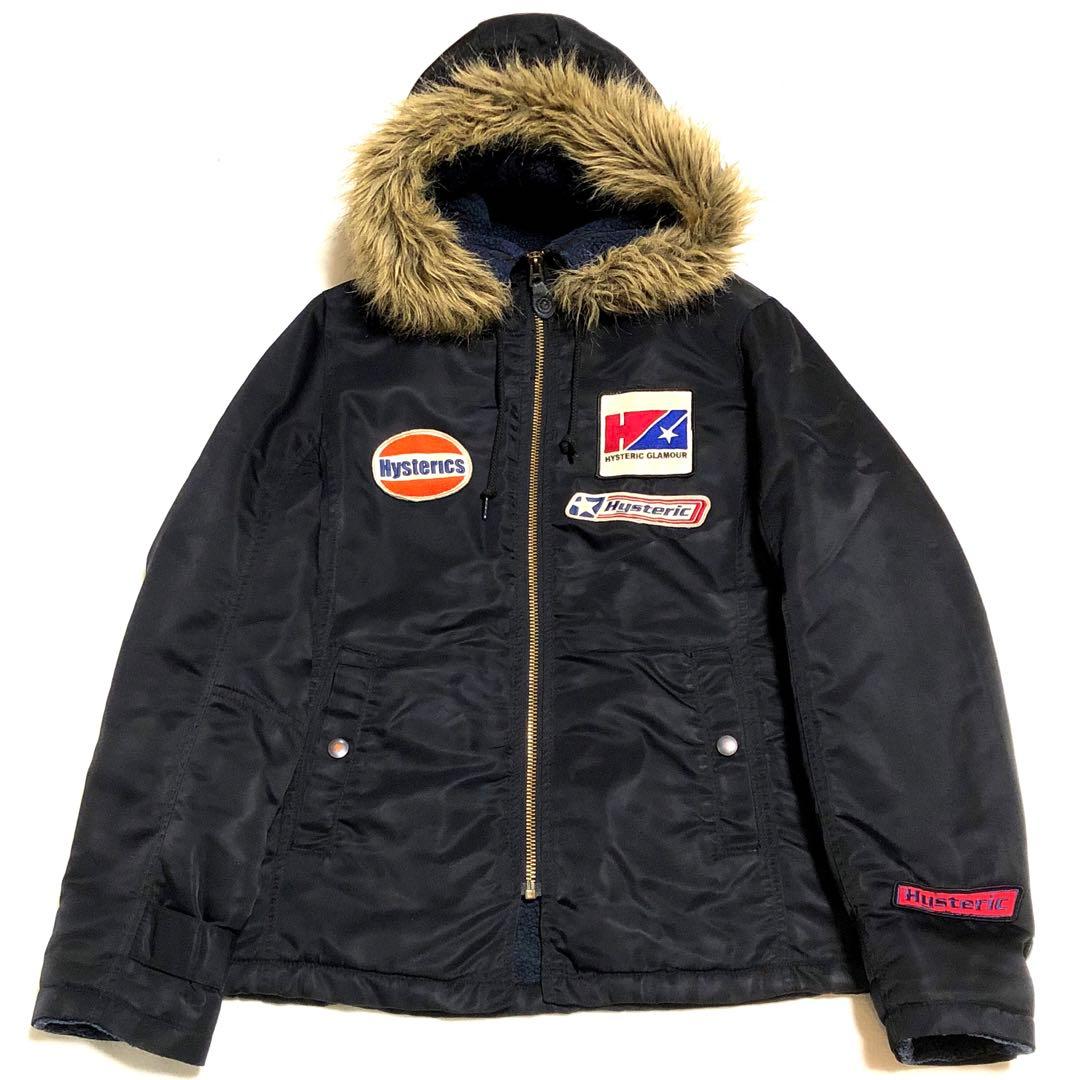 ヒステリックグラマー 初期ヒスY2Kミリタリーフライトジャケット 黒 ワッペン