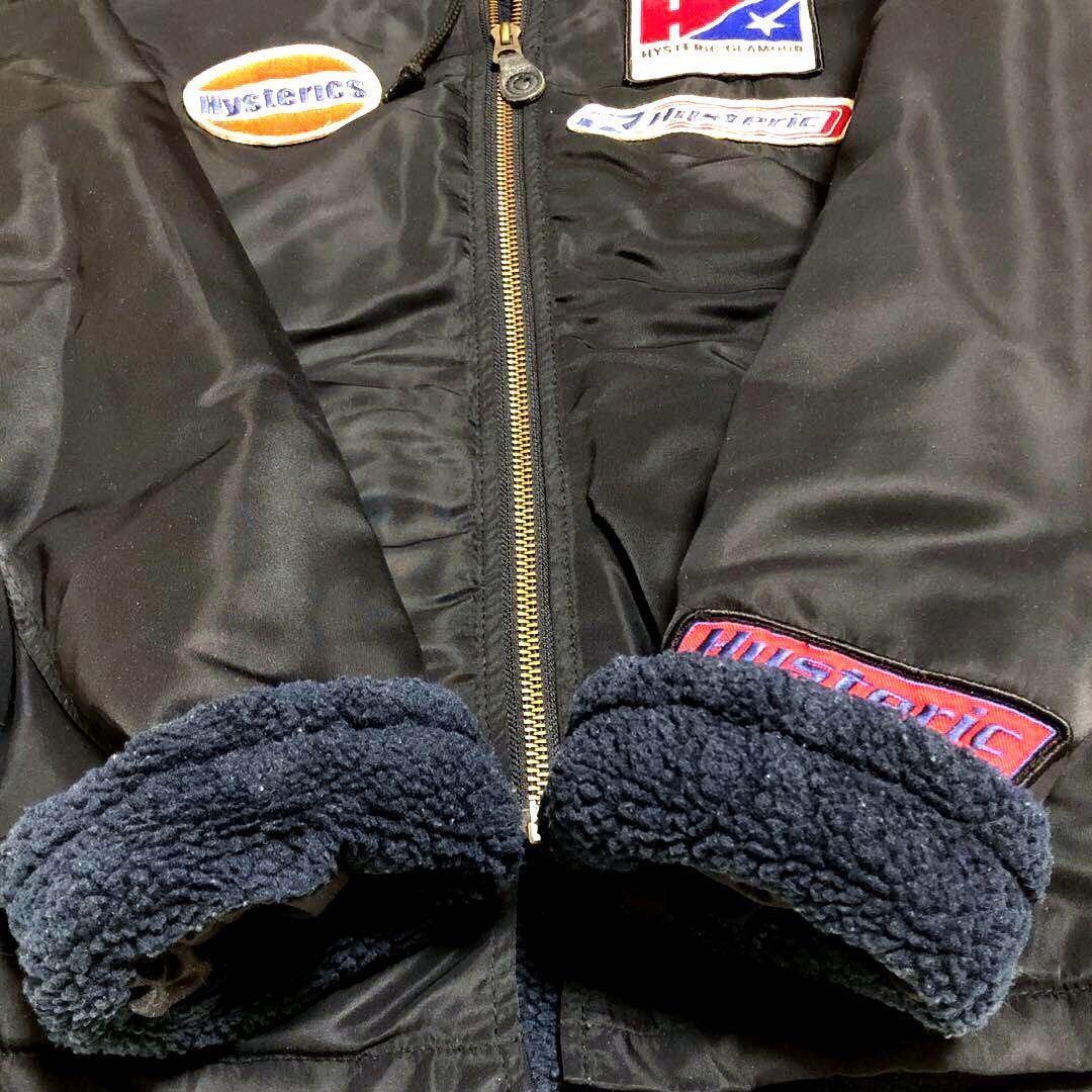 ヒステリックグラマー 初期ヒスY2Kミリタリーフライトジャケット 黒 ワッペン