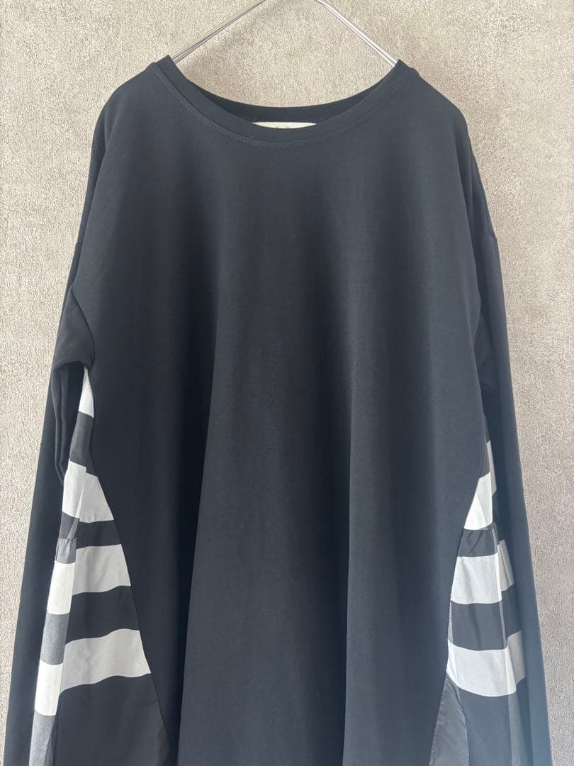 【美品】ビアズリー　後ろタフタビッグチェックチュニックワンピース　ブラック　F