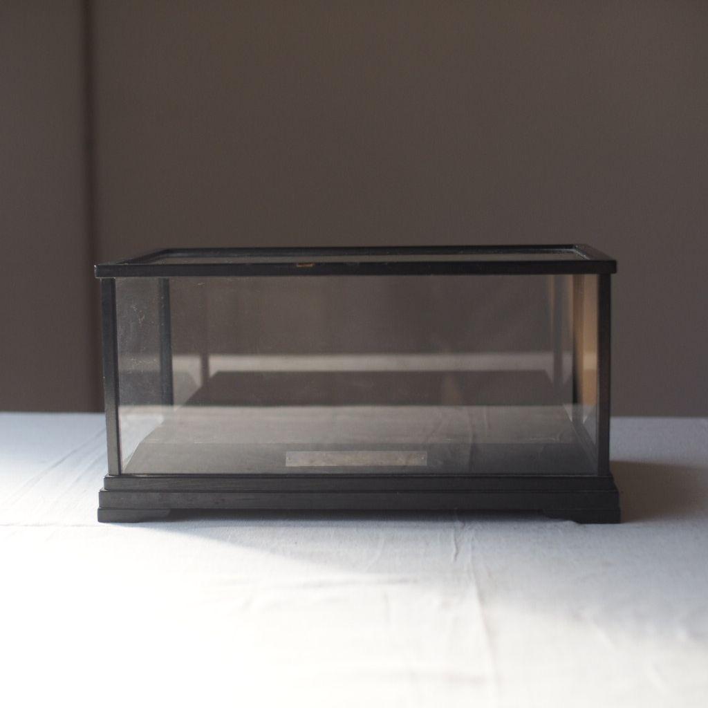 黒いガラス製ディスプレイケース 古道具