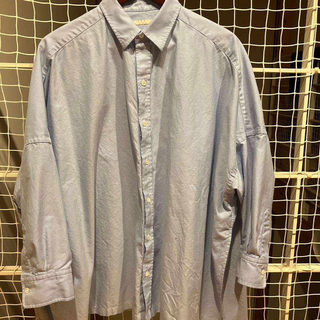 サックスブルー 長袖シャツ フリーサイズ